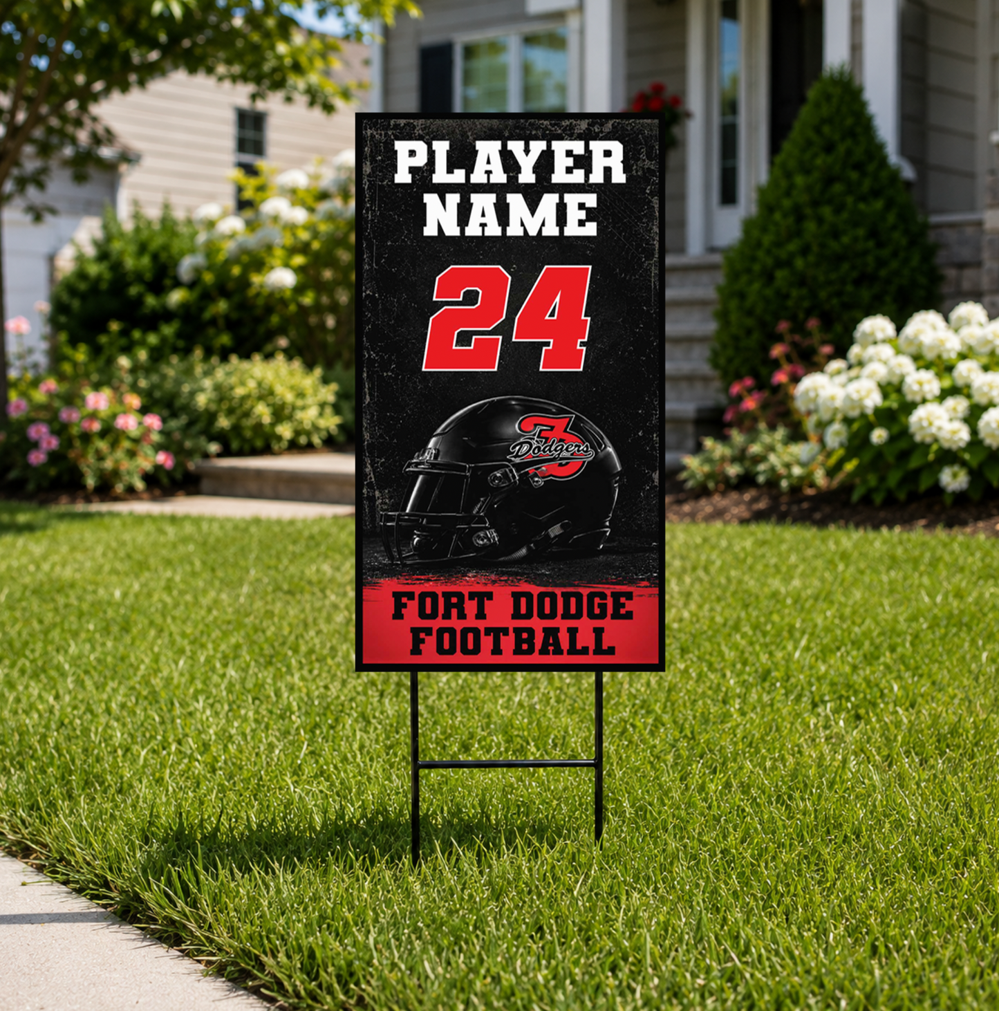 Personalized Fort Dodge Football Yard Sign – 12" × 18"