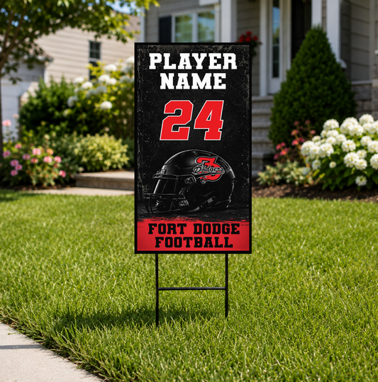 Personalized Fort Dodge Football Yard Sign – 12" × 18"